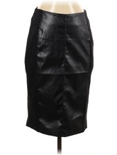 Carmen Carmen Marc Valvo Women Black Faux Leather Skirt 2