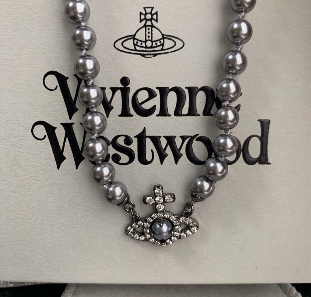 【In Box/Drawstring】OLYMPIA PEARL Necklace Pearl Black Silver