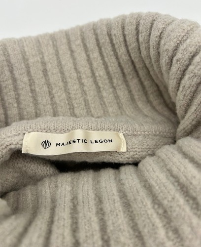 Majestic Legon Beige Turtleneck Jumper with Button Accents Size M - #1008 - Picture 6 of 7