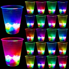 40 Pcs Glowing Party Cups,Pack with Flashing Color Bright Glow-In-The-Dark Color