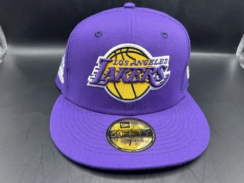 New Era Los Angeles Lakers 59Fifty Fitted Hat 17X NBA Champtions Patch 7 1/2