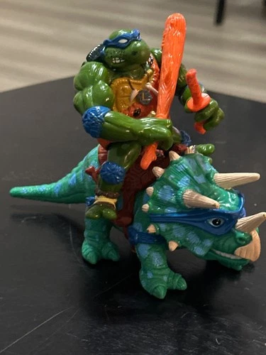 1992 TMNT Cave Turtle Leo and his Dingy Dino Dinosaur VTG HTF rare Playmates