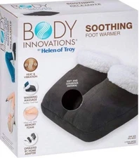 Body Innovations Soothing Foot Warmer With Vibration Massage Memory Foam Black