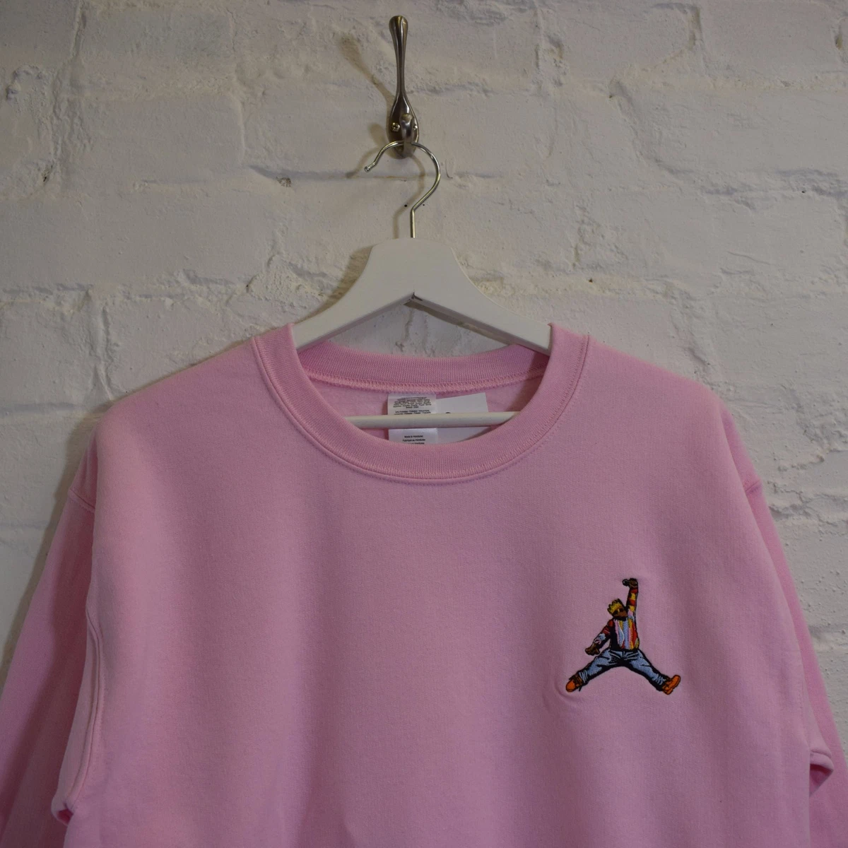 Biggie x Jordan Mic Slam Dunk Hip Hop Notorious BIG Pink Crew Neck Sweatshirt