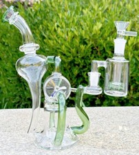 Bong in vetro 9" mulino a vento spin tubo acqua gancio riciclatore gorgogliatore con cattura cenere