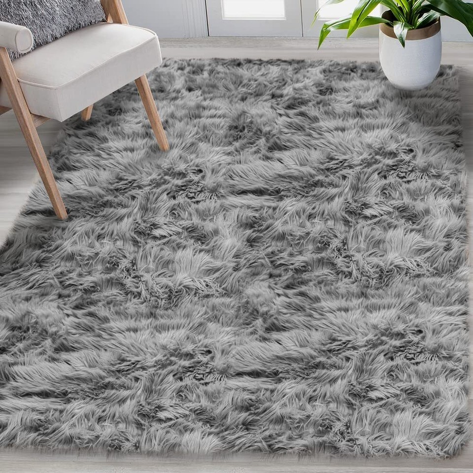 Fluffy Rugs Anti-Slip Shaggy Rug Super Soft Carpet Mat Living Room ...