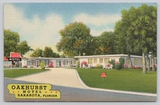 SARASOTA Florida FL Oakhurst Motel Motor Court linen UNP Postcard d7