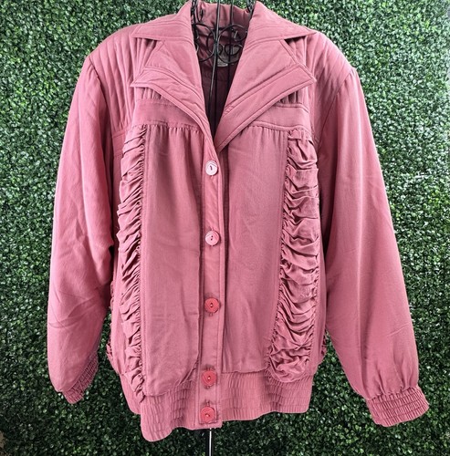 Vintage 80er Jahre Perlita Seidenjacke in Rosa Größe L