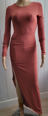 NWT Forever 21 Womens Long Sleeve Asymmetrical Dress Stretch Color Rust  Brick S | eBay
