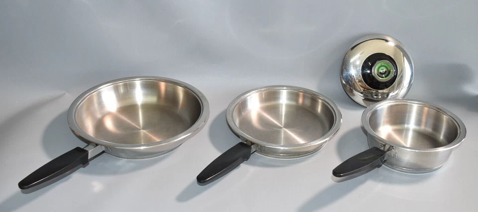 3 x AMC Topf Stieltopf / 1 Deckel mit Visiotherm Fach #C4