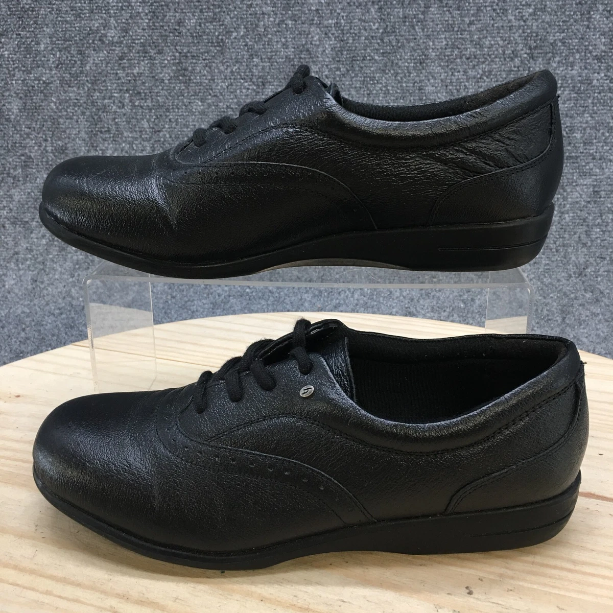 Dr Scholls Shoes Womens 8.5 M Oxford Sneakers Black Leather Low Top Casual