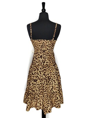 leopard print bodycon dress forever 21 Taupe Brown Animal Spaghetti Strap A-Line Size 4 YGroup_m4605036 ready look ideal for Women's Akris punto Dresses Length:65cm/25.6