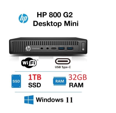 HP ELITEDESK 800 G2 DESKTOP MINI PC / 32GB RAM / 1TB SSD / i5 6TH