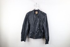 Vintage 80s 90s Streetwear Womens Medium Distressed Leather Buckle Strap Jacket