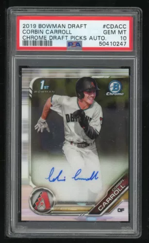 2019 Bowman Chrome Draft Corbin Carroll Rookie RC Auto #CDACC PSA 10 Gem Mint