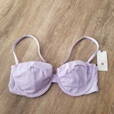 NWT Shade Shore Purple Underwire Ribbed Bikini Top Size 34C
