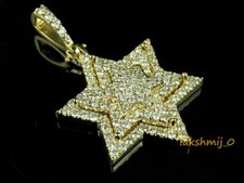 2.20CT Round Cut Diamond Star Of David Jewelry Pendant 14K Yellow Gold Finish
