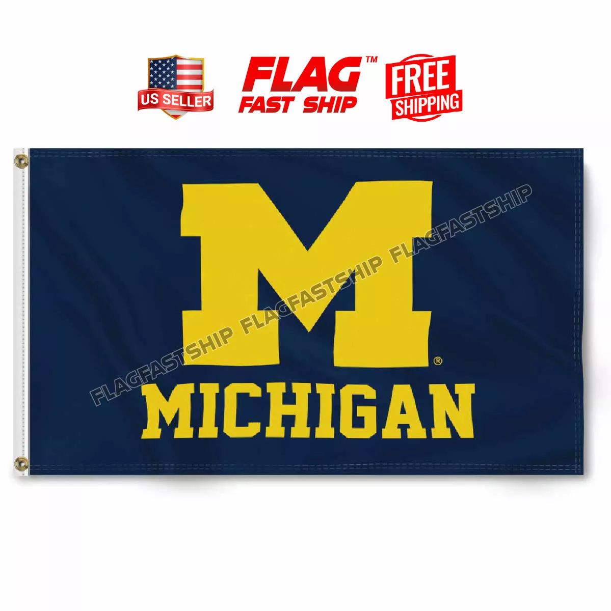 Michigan Wolverines 3x5 FT Flag Man Cave Logo Banner Football NCAA FREE  Shipping