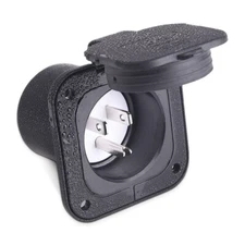 15 Amp Flanged Inlet 125V NEMA 5-15 RV Shore Power Inlet Plug w/Waterproof Cover