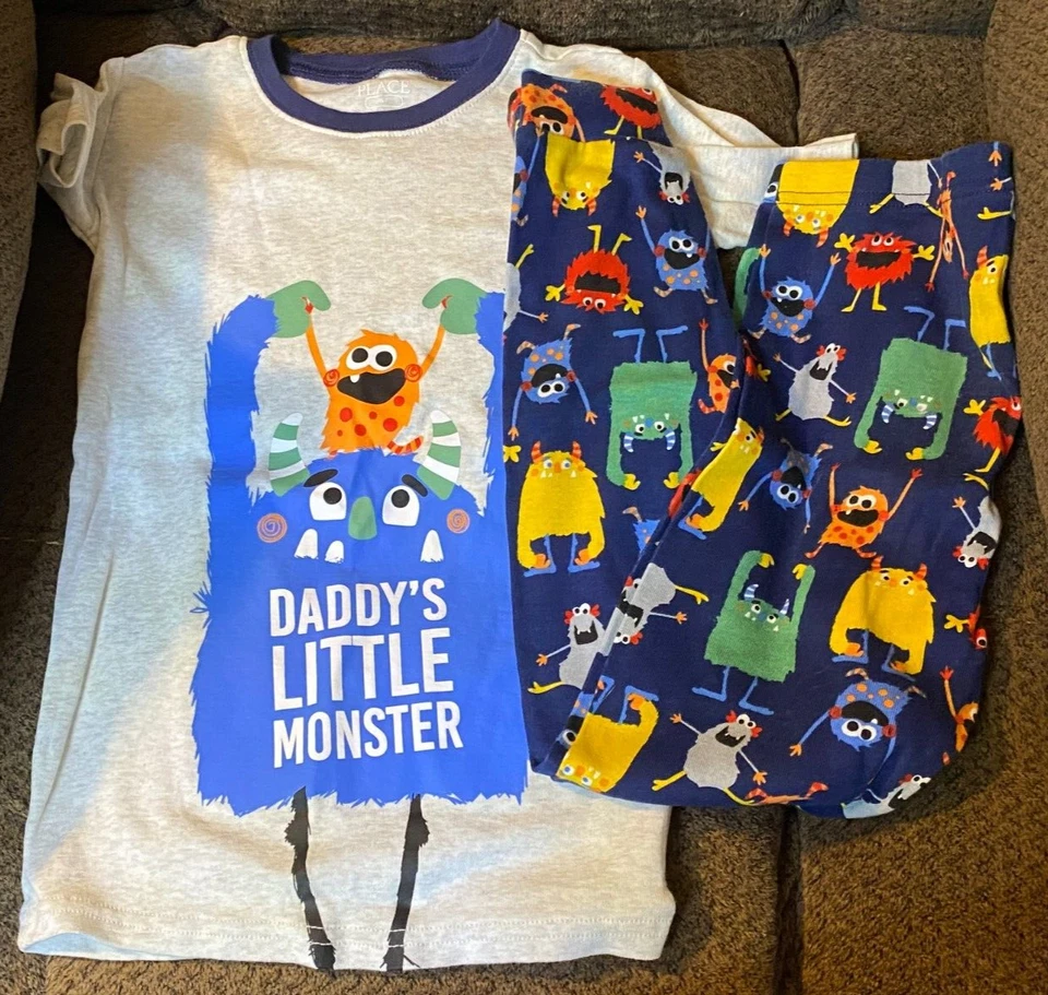 M2 THE CHILDREN'S PLACE Niños Talla 6T Lote de 3 Conjuntos de Pijamas MONSTER Safari ACOGEDOS Foto 2 de 4