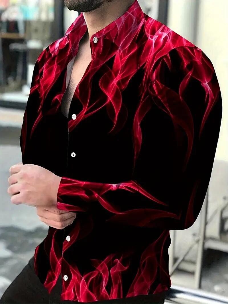 flame dress shirt Flame N Hot Bowling Shirt in Black/Orange