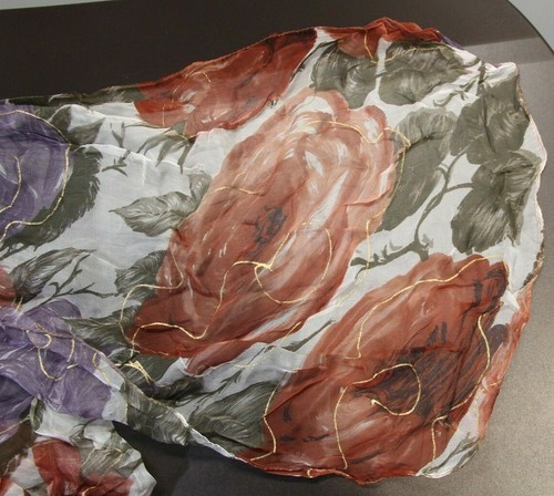 Sciarpa rettangolare trasparente multicolore floreale senza marchio stile look trasparente - Foto 4 di 4