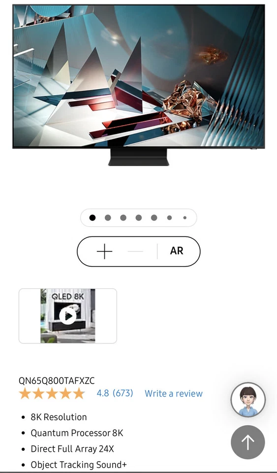 Samsung Q800T QN65Q800TAFXZA 65" QLED 8K Smart TV - Titan Black - Image 4 of 4