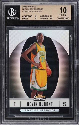 2006-07 FINEST BLACK REFRACTOR KEVIN DURANT /99 #102 BGS 10 PRISTINE POP 3 RARE