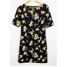 White House Black Market Elbow-Sleeve Scuba KnitDress Floral Size 8