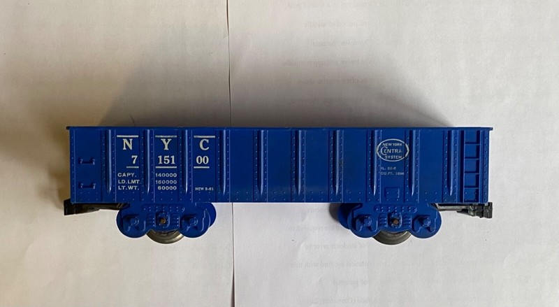 MARX 4 WHEELED  PLASTIC NYC BLUE GONDOLA - VERY GOOD CONDITION