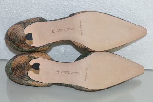Neu Manolo Blahnik Exotischer Python Pumps Dorsay Brown Grün Taupe Schuhe - Bild 7 von 8