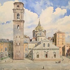 Duomo di Torino, dipinto ad acquerello su carta