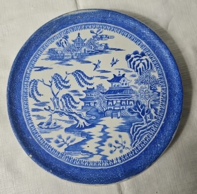 Antique Copeland Spode 1820’s Mandarin Blue Willow Bone China Butter Pat 