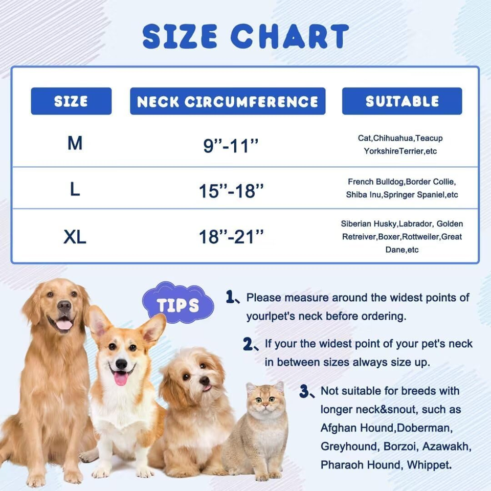 Pet Recovery Collar for Dogs and Cats, Protective Inflatable Collar