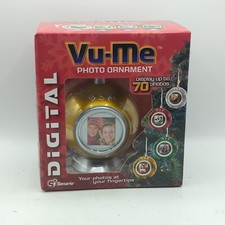 Vu-Me Digital Photo Gold Christmas Ornament Up To 70 photos NEW
