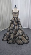 Luxury Dubai Wedding Dresses Sparkly Sequin Tiered Ruffles A Line Bridal Gowns