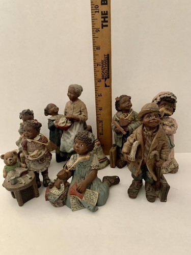 Vintage Sarah's Attic Black Heritage Collection Figurines Set Of 7 - Picture 10 of 15
