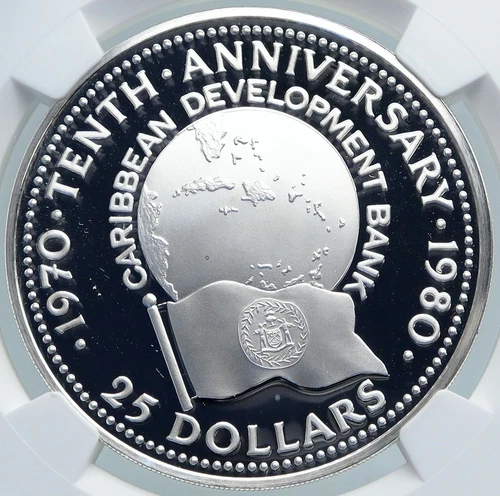1980 BELIZE Caribbean Development Bank VINTAGE Proof SILVER $25 Coin NGC i87836