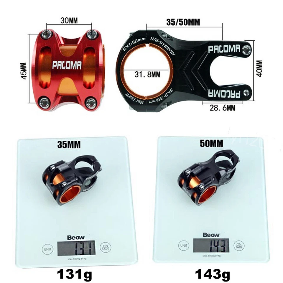 Bicycle Stem Aluminum Alloy MTB Mountain Bike Handlebar Riser Stem 31.8*35/50mm - Image 4 of 4