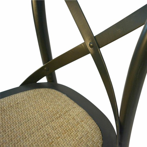 Hamptons Cross Back Bar Stool Birch American Oak Rattan Seat in Black - Picture 5 of 9
