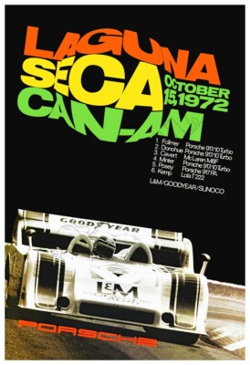 Laguna Seca Raceway 1972 Can-Am Advertising Poster