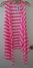Plus Size 3x Pink & White Striped Open Front Spring Summer Vest Size 3x