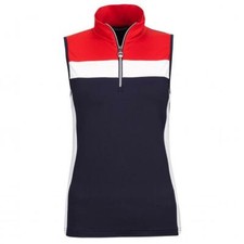 NWT Golfino Ladies 1/4 zip red white blue Sleeveless top 4 6 8 10 12 4333722 575