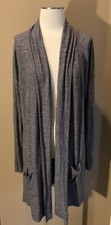 Grayson Threads L  Brown Tweed Luxe Long Sleeve Lounge Cardigan W Pockets