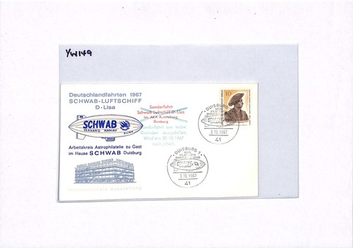 GERMANY ZEPPELIN AIRSHIP Cover Air Mail *SCHWAB* SPECIAL FLIGHT 1967 YW149 - Picture 3 of 20