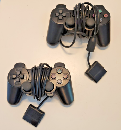 Analog Dual Shock Controller Sony Playstation 2 Wired SCPH-10010 +Cords UNTESTED