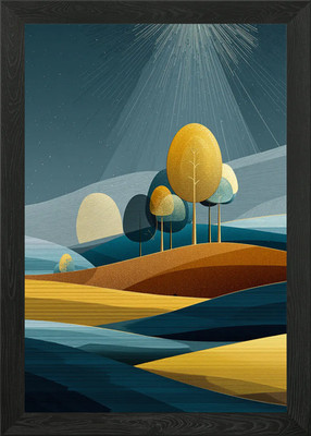Abstrakte Landschaft mit Bäumen und L gerahmtes Wandbild Poster Leinwanddruck Bild