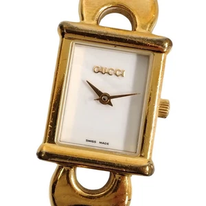 Gucci 1800L Gold White Change Belt Womens Qz Watch Used F/S Japan