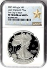 2025 W PROOF SILVER EAGLE LASER ENGRAVED PRIVY FIRST DAY NGC PF70 GOLD STAR