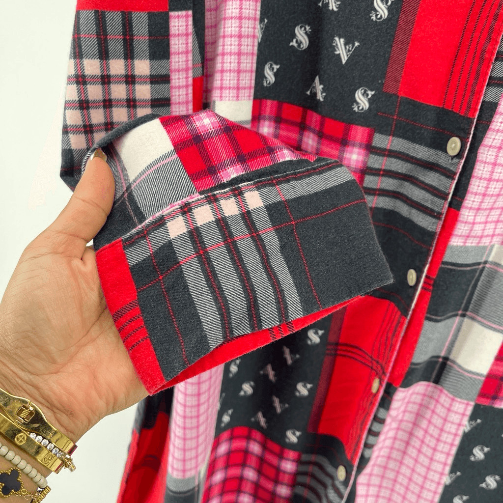 Victoria’s Secret Patchwork Plaid Button Front Sl… - image 7